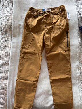 Old Navy Boys Tech Taper Drawstring Pants in Mustard Brown